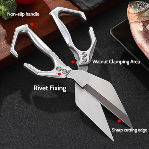 Heavy-Duty Multifunctional Kitchen Shears, Dishwasher Safe, Compatible with Sharp Stainless Poultry Scissors, Cut Chicken/Turkey Bones 2