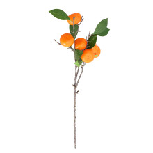 Faux Lemon Stem with Green Leaves Long-Lasting Artificial Fruit Decor UV Resistant Handcrafted Citrus Branch Silk Orange Branches, Fabric Planters