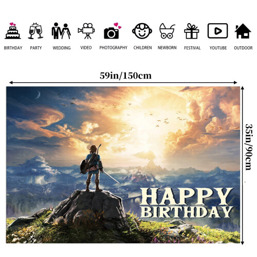 Σκηνικό γενεθλίων με κινούμενα σχέδια Zelda 150x90εκ. 1