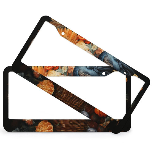 Hello Turkey Thanksgiving Flower License Plate Frames 2 PCS 1
