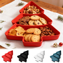 Christmas Tree Fruit Snack Tray, 3-Compartment, 25.4x18.3in, Black – Perfect for Holiday Decor & Home Gatherings