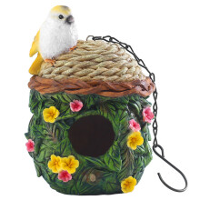 Outdoor Bird Home for Garden, Durable Polyresin Decorative Birdhouses Weather-Resistant Hanging Birdhouses with Unique Acorn Cottage Design, Attracts