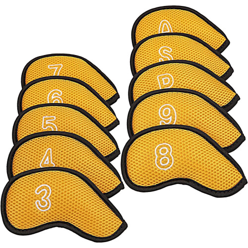 Golf Iron Covers Set Mesh Yellow 10 Pcs 2