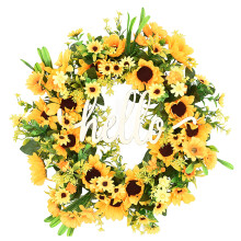 Couronne décorative toutes saisons, couronne de tournesols, couronne de fleurs artificielles style champêtre pour la décoration de porte