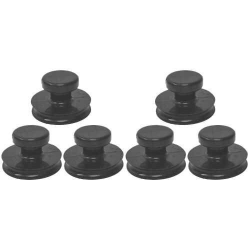 6Pièces Poignées Ventouses Noires Caoutchouc Pour Bol