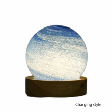 Lampe lune LED romantique multicolore à effet 3D rechargeable par USB, veilleuse élégante avec socle en bois pour la décoration de chambre, lampe