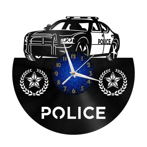 Ρολόι τοίχου βινυλίου 12" Police Station4 – Αθόρυβη, δημιουργική διακόσμηση για σαλόνι, 2