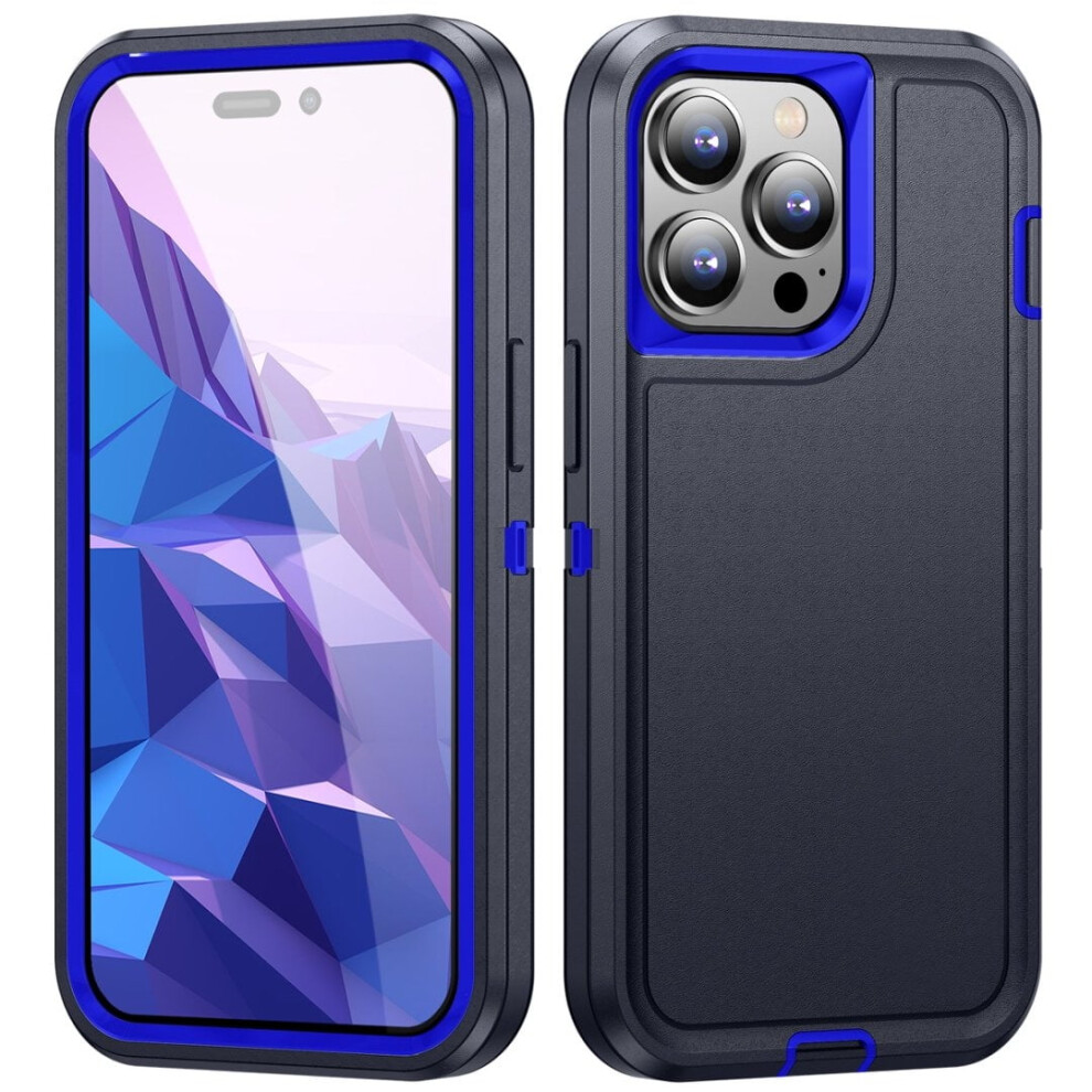 Shockproof Rugged 3-Layer Case For Iphone 15 Pro 6.1", Dust/Drop Proof, – Compatible With Iphone 15 Pro Blue 9313598237330