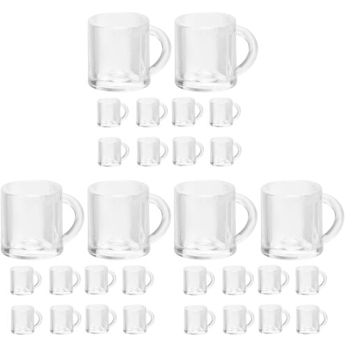 30Pièces Mugs Miniatures Transparent ABS Accessoires Miniature