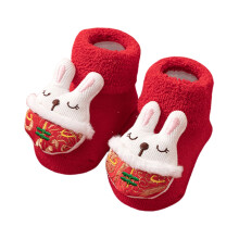 Spring Festival Kids Warm Lined Socks Winter Comfortable Toddler Floor Socks Soft Combed Cotton Elastic For Boys Girls