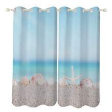 Sunshine Beach Starfish Blackout Curtains, Watercolor Pattern, Grommet Top, Thermal Insulated, 2 Panel Set, Compatible with Standard Rods