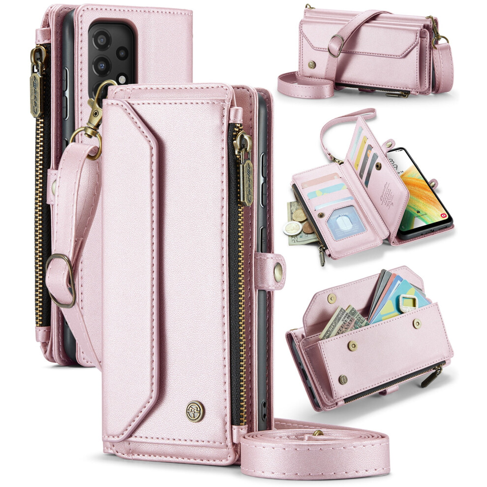 Caseme Leather Wallet Case For Compatible With Samsung Galaxy A33 5G Â Rfid Blocking, 10-Card Holder, Zipper Bills Slot, Magnetic Strap 9313598237903