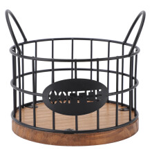 Large Iron Wire Coffee Pod Basket with Wooden Base – Stylish, Rust‑Proof Capsule Holder for Home & Office