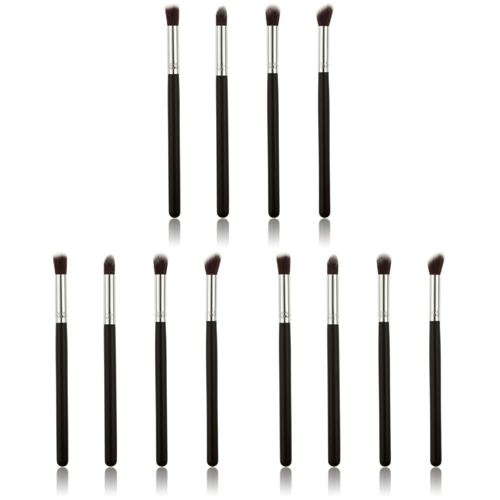 Solustre Black/Silver 12Pcs Eyeshadow Brush Set Makeup Brushes For Travel Use