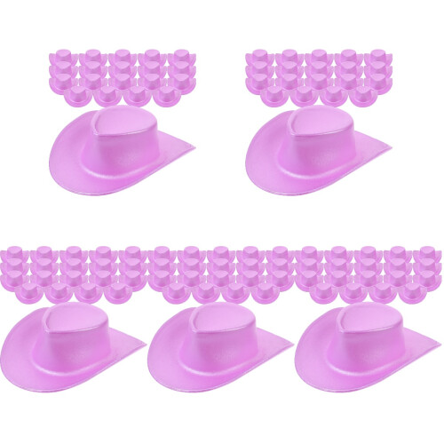 100Pcs Lightweight Plastic Mini Hats Purple for Doll Decor