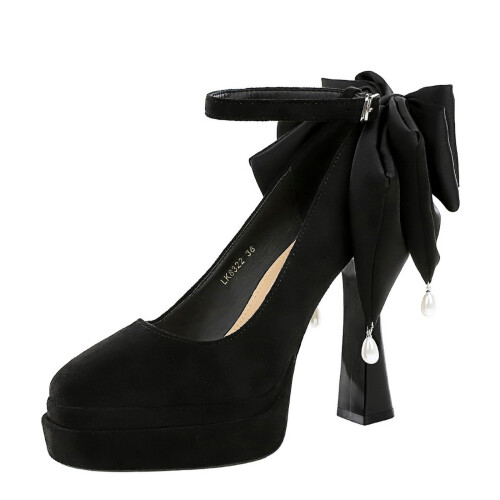 Caidéil Strap Bogha Péarla Suede na mBan 1