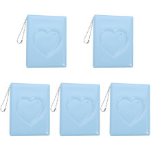 5Pcs Sky-Blue Small Photo Book Heart Photocard Holder Portable Album