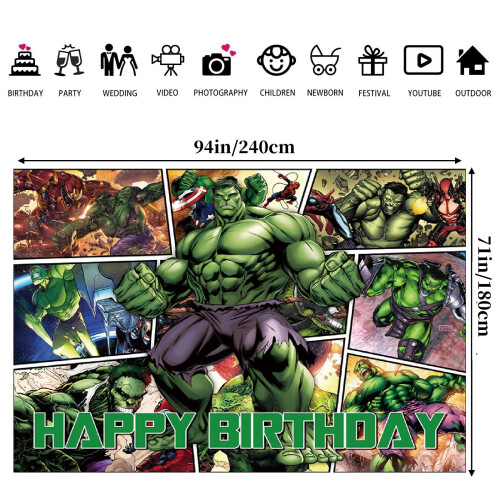 Σκηνικό γενεθλίων κινουμένων σχεδίων Hulk 240cm x 180cm 1