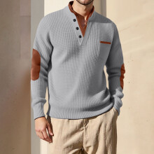 Calça casual masculina SYMOID em poliéster cinza, modelagem reta e relaxada, cintura elástica com cordão e bolsos laterais.