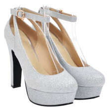 1Pair Silver Bridal Wedding High-Heel Shoes Comfortable Dress Shoes