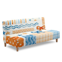 Kar nélküli futon kanapéhuzat, rugalmas huzat queen size kanapéágyhoz, mosógépben mosható, geometrikus, masni mintás, csillag mintás