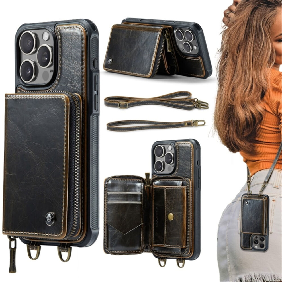 Rfid Wallet Case Compatible With Iphone 16 Pro Max 6.9" Â Protective Purse With Card Slots, Kickstand, Wrist Strap & Zipper 9496895269317