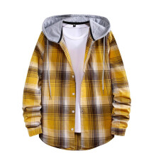 Flanelljacke für Herren mit Karomuster, Sherpa-Fleece-Futter, warmer Winterpullover, lässiger, lockerer Knopfleisten-Kapuzenmantel im