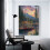 Quadro em tela com casa à beira do lago e canoa vermelha, 61 x 91 cm (24 x 36 polegadas) 3