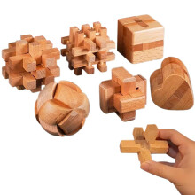 Wooden Brain Teaser Puzzles 6 Pack, Mind Game, Educational Gift Toy