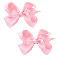 Satin Bow for Girls 3 Inch 2 Pieces White