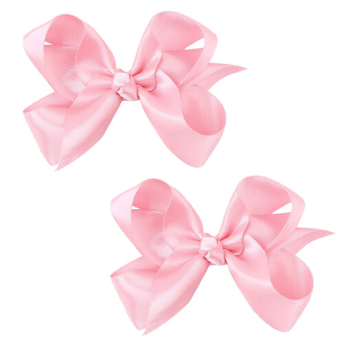 Satin Bow for Girls 3 Inch 2 Pieces White