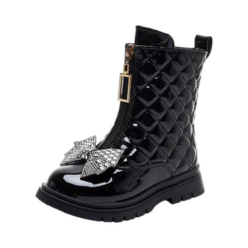 Children's Boots Single Boot British Princess Bow Zipper Short Boots 2