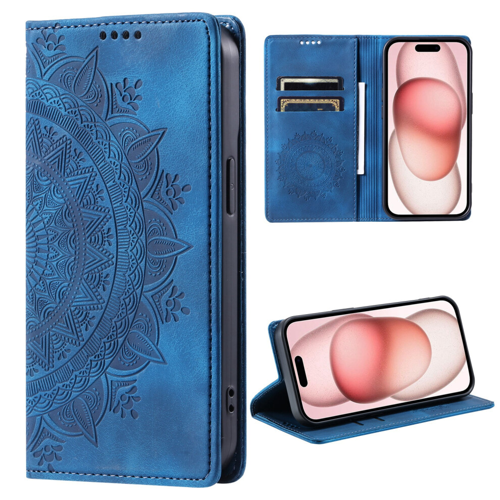 Flip Wallet Case For Google Pixel 7 Pro Â Embossed Leather Magnetic Folio With Card Holder & Kickstand, Tpu Shockproof, Blue 9496895271150