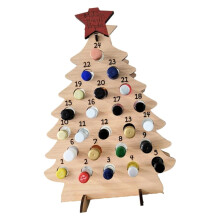 Calendrier de l'Avent avec 24 mini-bouteilles d'alcool en bois, décoration pour le compte à rebours des fêtes, centre de table pour la maison