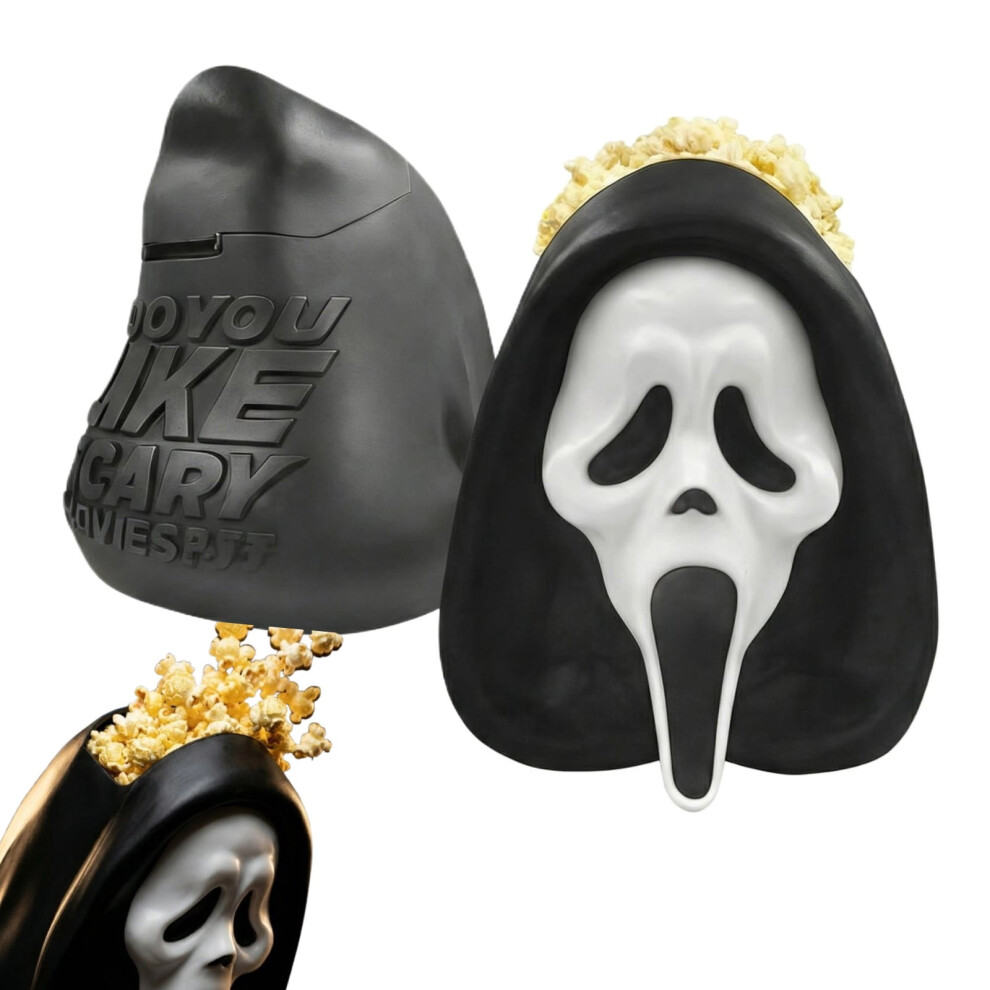 2026 Scream Large Ghost Face Popcorn Bucket Life-Like Figure, Food Grade Plastic Bucket for Halloween Parties and Movie Nights-image-OPC-PSBQTKF-NEW