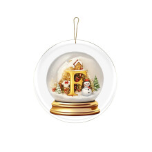 Ornement rond en céramique avec lettre A imprimée style boule à neige, ruban à suspendre, décoration de sapin de Noël pour la maison ou le