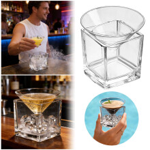 4.9-Inch 2-Piece Stemless Cocktail Glass Set – Ice Cooler & Dipping Bowl for Bar/Parties