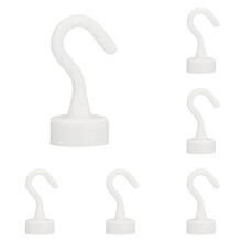 Mini MagnetHooks 1.38" Height White Hanger Hooks for Hanging, Grill, Refrigerator, Ceiling, Kitchen, Door, Garage, Home Improvement 6PCS