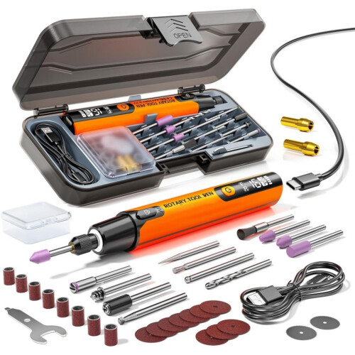 Mini Electric Rotary Tool Set with LED Light and Digital