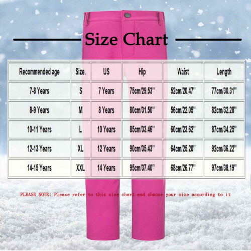 Kids Windproof Fleece-Lined Snow Pants Warm Thick Winter 2
