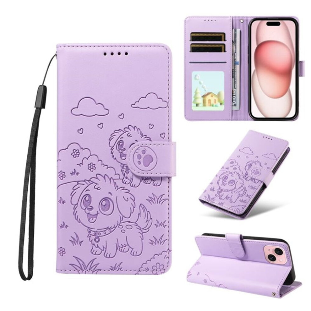 Leather Iphone 15 Plus Case With Rfid Wallet, Magnetic Clasp, Lanyard & Flip Stand Â Compatible With Iphone 15 Plus Purple 9448990699261