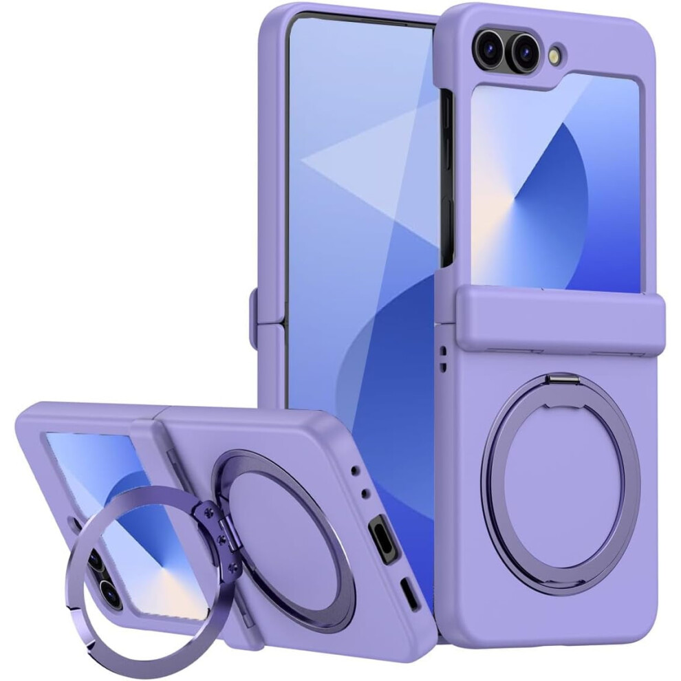 Magnetic Galaxy Z Flip 6 Case With Hinge Protection, Kickstand & Magsafe Compatibility (Purple) Purple 9448990701537