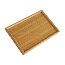 Plateau à thé rectangulaire en bois de bambou massif, plateau pour tasses à thé, support pour table de bar à thé, vaisselle de rangement
