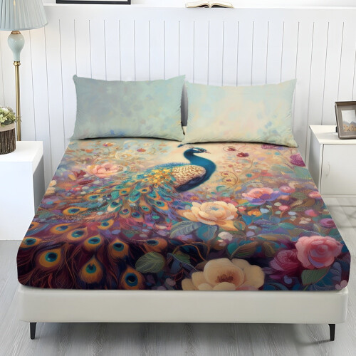 Comfort King Lakanset + 2 Örngott Påfågelblomma