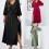 Women's Solid Batwing Sleeve Long Satin Dress with Belt 5