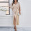 Women's Solid Batwing Sleeve Long Satin Dress with Belt 6
