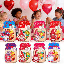 5.91-Inch Valentine's Gnome Jar Themed Greeting Cards (24-Pack) – Classroom & Party Exchange Cards