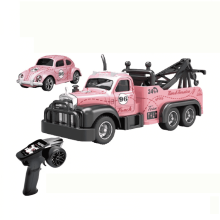 Mini camión RC 1: 64 Coche teledirigido con luces, camión RC 2.4G con remolque, vehículo de carreras de alta velocidad para niños, regalos de