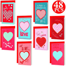 48pcs Valentine's Day Cards & Envelopes, 4x6", Blank Heart Postcards for Kids, Classroom, Wedding, Love Ones – Compatible with Standard Printers