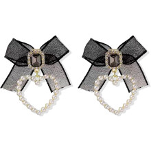 Trendy Bow Pearl Drop Earrings for Women – Cute Bowknot Dangle Studs, Wedding/Party/Daily Jewelry, Gifts & Stocking Stuffers